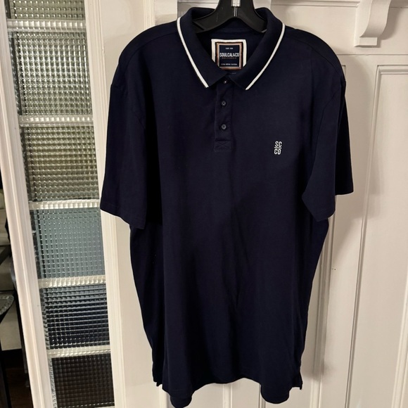 Soulcal & Co Men’s Navy Blue Polo Short W/ White Trim Sz 3XL Excellent! - Picture 2 of 10